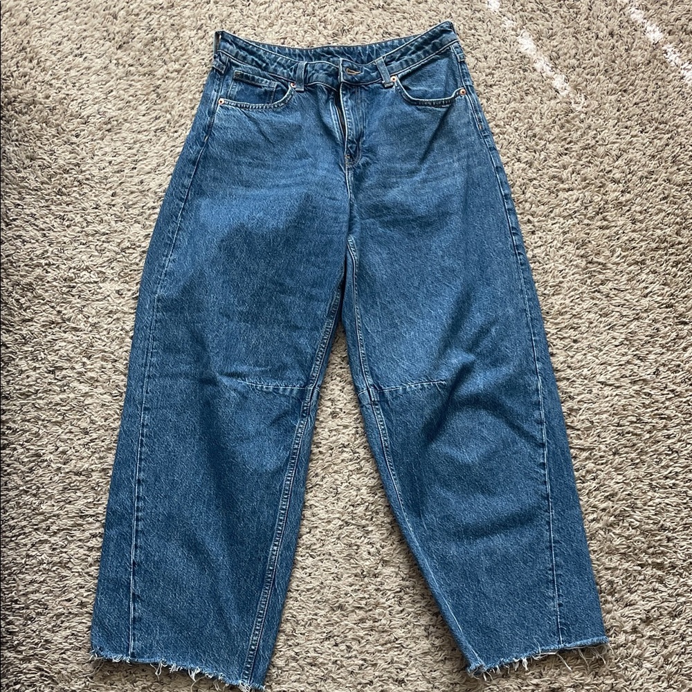 Blue High-Rise Barrel Leg Women's Jeans